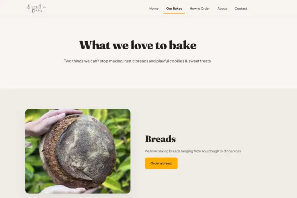 Image of the Cottage Bakery website